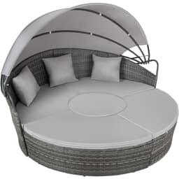 tectake Rund daybed i polyrattan Santorini 175 x 171 x 136 cm Grå/Lysegrå