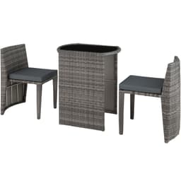tectake Bistrosæt Hamburg i polyrattan 43.5 x 47 x 71 cm Grå