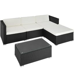 tectake Loungeset Florenz i konstrotting 67 x 75 x 64.5 cm Svart