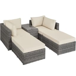 tectake Polyrattan loungesæt med aluminiumstel San Domino 92 x 72 x 63 cm Grå