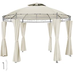 tectake Havepavillon rund 3,5m Siana 350 x 350 x 280 cm Creme