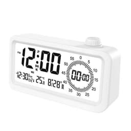 Ladattava älykäs herätyskello LCD-näytöllä, yövalolla ja ajastimella Valkoinen