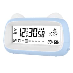 Ladattava kissaherätyskello yövalolla, lämpötilalla ja torkkutoiminnolla Sininen