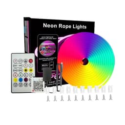 30M RGB Neon LED Strip Lys - EU Plugg, Fleksibel Silikon, Fjernkontroll/Bluetooth