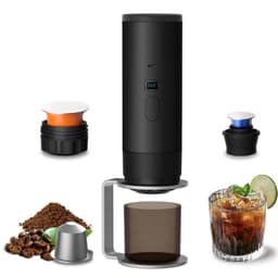 Bærbar Kaffemaskin med Kapsler, Stativ og Fløyelsveske - Elektrisk Espressomaskin Sort