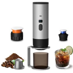 Bærbar Kaffemaskin med Kapsler, Stativ og Fløyelsveske - Elektrisk Espressomaskin Grå