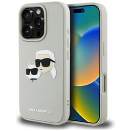 Karl Lagerfeld Mobilskal till iPhone 16 Pro Max 3D Rubber Double Heads - Beige