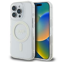 Guess iPhone 16 Pro Max Mobilskal MagSafe IML Glitter Circle - Clear