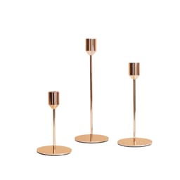 Ruusukultaiset metallikynttilänjalat, 3 kpl - kartiokynttilänjalka häihin, juhliin ja kodin sisustukseen