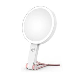 Vaaleanpunainen LED-meikkipeili C-jalustalla – 5x suurennus, kannettava ja ladattava