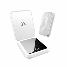 Genopladeligt LED-makeup spejl med 3x Forstørrelse - Bærbart Toiletspejl Hvid