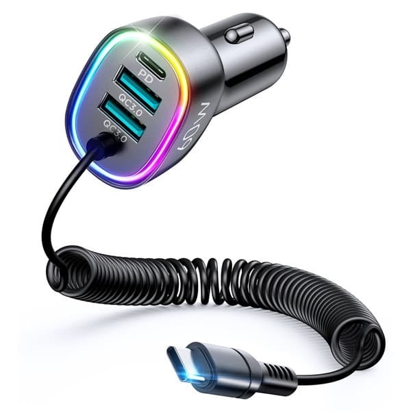 Joyroom 4 i 1 Billaddare USB Typ-C Kabel 1.6m 60W - Svart