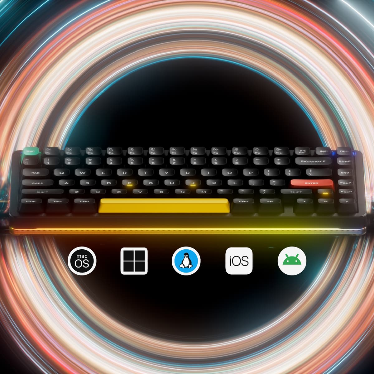 NuPhy Halo75 V2 trådlöst gamingkeyboard (Obsidian Black Raspberry ...