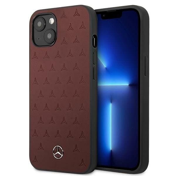 Mercedes Læder Stars mønsteretui til iPhone 13 Mini - Rød