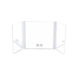 LED-auton peili – valkoinen – valaistu, kolmiosainen muotoilu