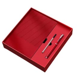 A5 PU-læder notesbog - 360 sider, tykt papir, med pen og refill Rød