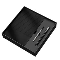 A5 PU-læder notesbog - 360 sider, tykt papir, med pen og refill Sort