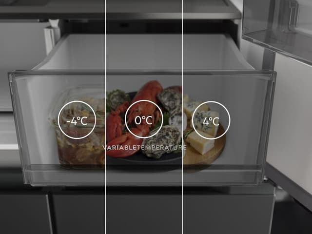 Forseglet skuffe med justerbar temperatur til fersk kød og fisk