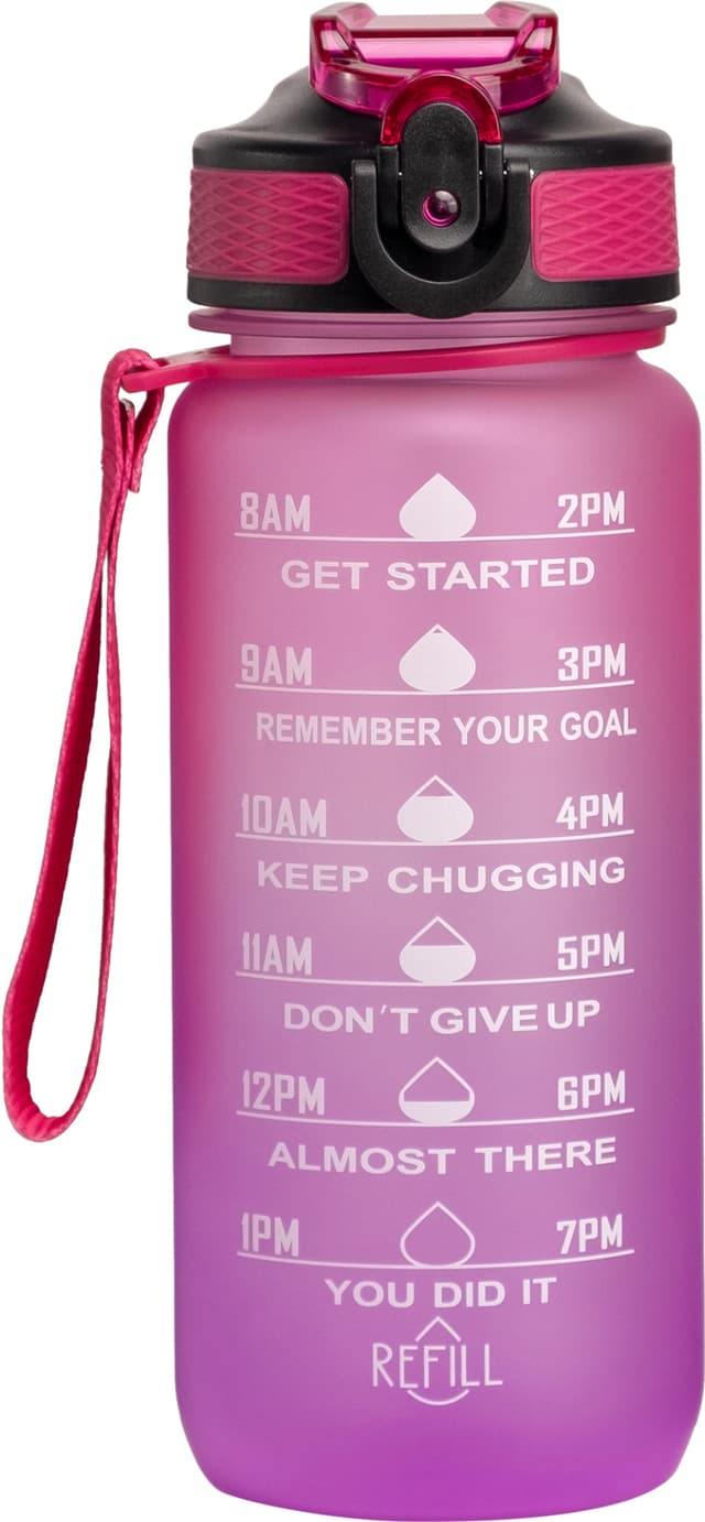 Play Motivationsflaske 600 ml (Mørk Rosa/Lys Rosa/Lilla)