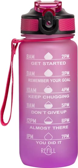 Play Motivationsflaske 600 ml (Mørk Rosa/Lys Rosa/Lilla)