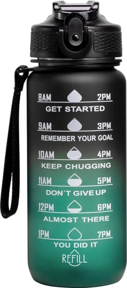 Play Motivation Bottle vesipullo 600 ml (musta/tummanvihreä)
