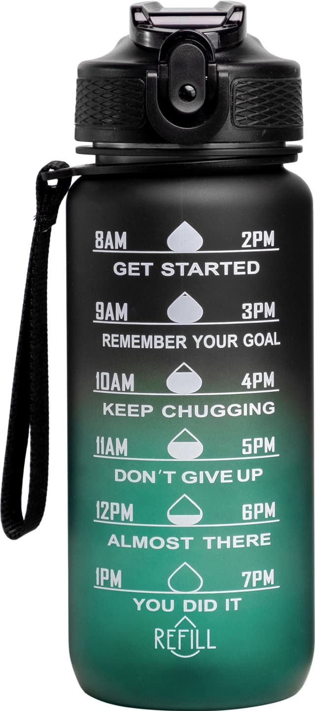 Play Motivationsflaske 600 ml (Sort/Mørk Grøn)