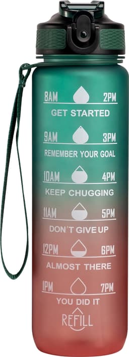 Play Motivation vannflaske 1000 ml (Lys Rosa/Mørk Grønn)