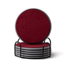 6 pyöreän silikoni-huopaliinan setti pidikkeellä - Lämmönkestävä ja liukumaton harmaa + punainen