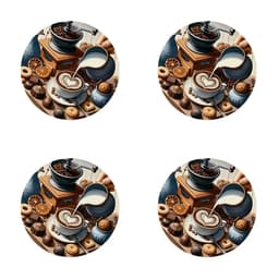 4 kpl lämpöä eristäviä liukumattomia kahvikuppialustoja, polyesterisiä juoma-alustoja