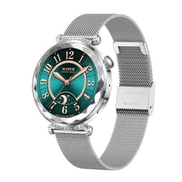 Hopeinen älykello ruostumattomasta teräksestä valmistetulla rannekkeella - Bluetooth-puhelut ja terveyden seuranta