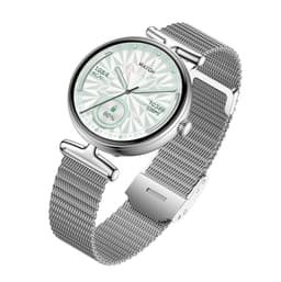 Hopeinen monitoiminen älykello AMOLED-näytöllä, Bluetooth-puheluilla ja terveyden seurannalla Hopea