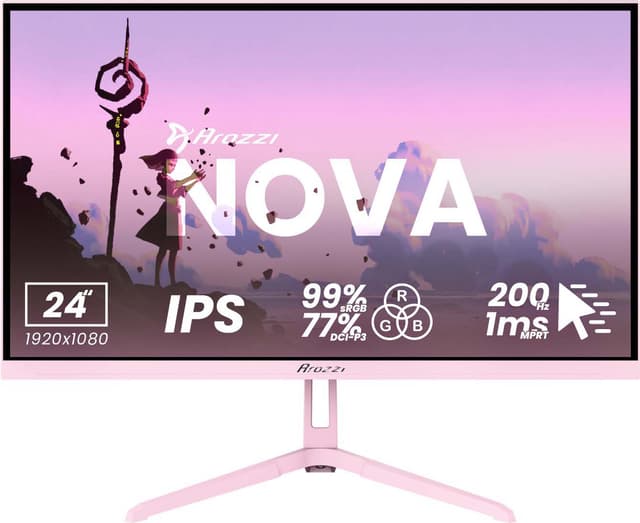 Arozzi Nova 24" FHD/IPS/200Hz/1ms gamingskärm (rosa)