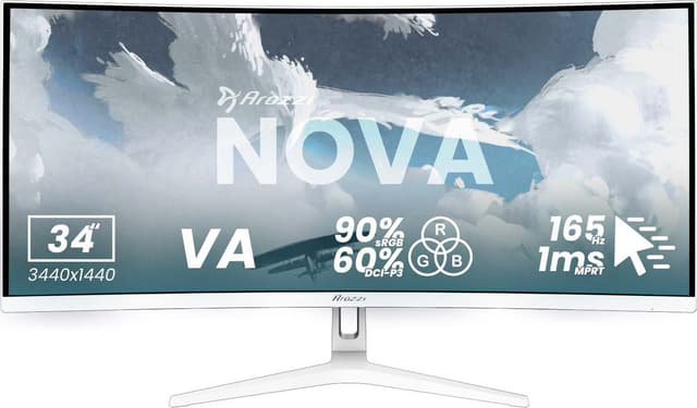 Arozzi Nova UWQHD | VA | 165 Hz | 34" gamingskärm (vit)