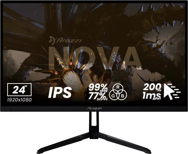 Arozzi Nova 24" FHD/IPS/200Hz/1ms gamingskärm (svart)