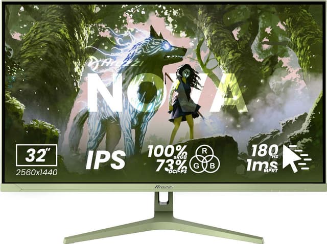 Arozzi Nova QHD | IPS | 180 Hz | 32" gamingskärm (skogsgrön)