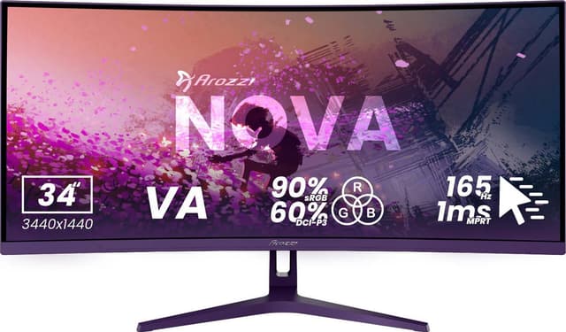 Arozzi Nova UWQHD | VA | 165 Hz | 34" gaming-skærm (lilla)