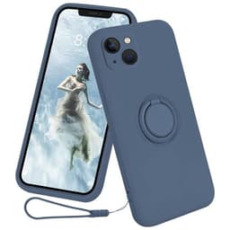 Mobilskal till iPhone 15 Plus Ringhållare Liquid Silikon - Midnightblå