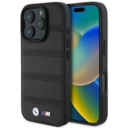 BMW iPhone 16 Pro Mobilskal MagSafe Perforated Stitched - Svart