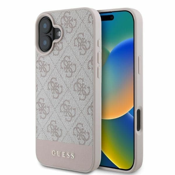 Guess iPhone 16 Mobilskal 4G Bottom Stripe - Rosa
