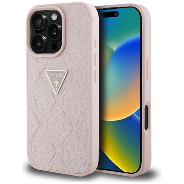 Guess Mobilskal till iPhone 16 Pro Hot Stamp 4G Triangle Logo - Rosa