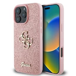 Guess Mobilskal till iPhone 16 Pro Fixed Glitter Big 4G - Rosa