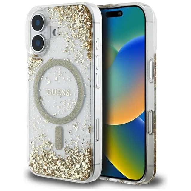Guess Mobilskal till iPhone 16 MagSafe HC Resin Bottom Glitter