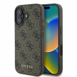 Guess iPhone 16 Mobilskal 4G Metal Gold Logo - Brun