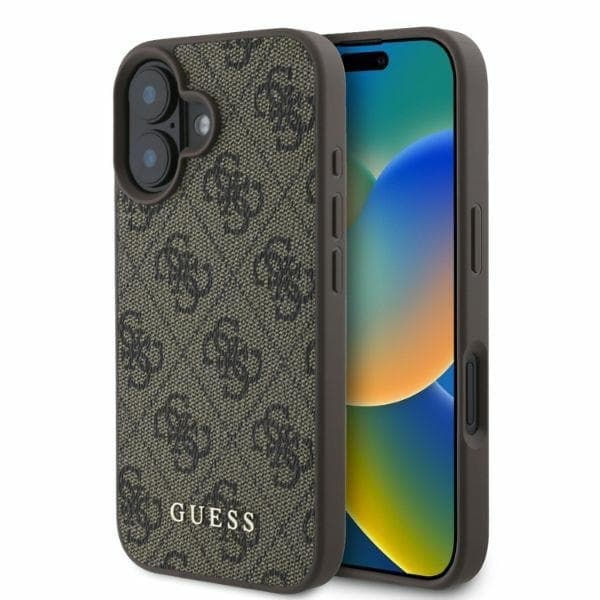 Guess iPhone 16 Mobilskal 4G Metal Gold Logo - Brun