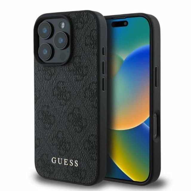 Guess Mobilskal till iPhone 16 Pro Max 4G Metal Gold Logo - Svart