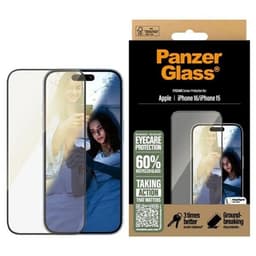 PanzerGlass iPhone 16 hærdet glas skærmbeskytter ultrabred øjenpleje - klar