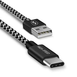 SiGN Skin USB-C till USB-A kabel 2.1A 3m - Svart/Vit