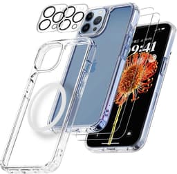 [6in1] BOOM iPhone 14 Pro Skal - Kameralinsskydd - Härdat Glas - MagSafe Ring