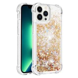 iPhone 14 Pro Max Skal Liquid Floating Glitter - Guld