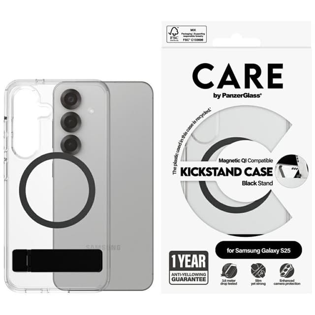 CARE By PanzerGlass Mobilskal till Galaxy S25 MagSafe QI Kickstand